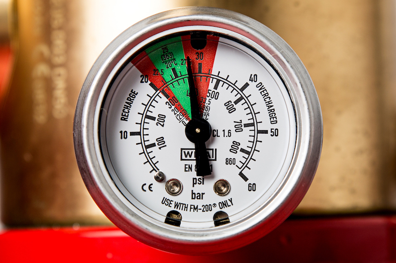 Cannon fire suppression cylinder gauge 